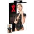 LATEX - Haut zippé à manches courtes pour femme (noir) - M