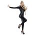 Combinaison latex manches longues noire - L
