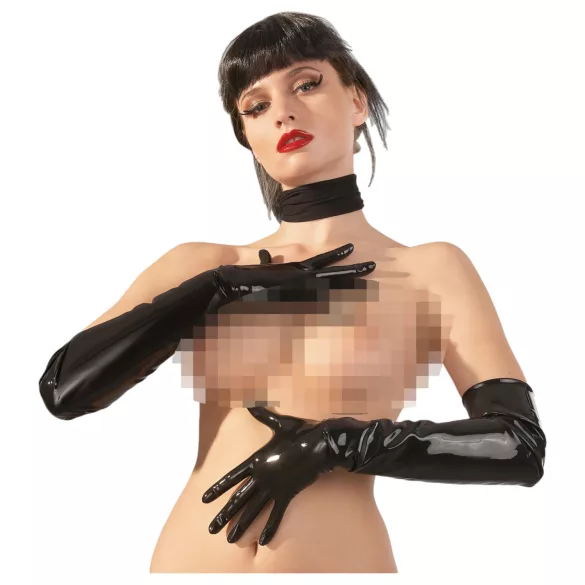 Gants longs unisexes en latex (noirs) - M