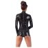 LATEX - combinaison courte noire manches longues ouverte - M