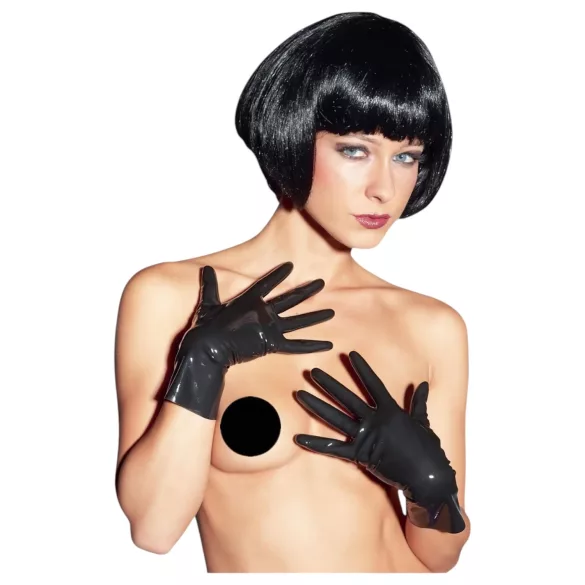 Gants courts unisexes en latex (noirs)