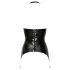 Late X - haut porte-jarretelles en latex à paniers ouverts (noir)
