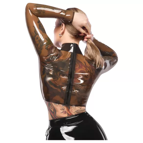 Haut en latex transparent Late X (transparent-noir) - M