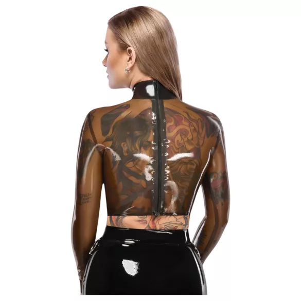 Haut en latex transparent Late X (transparent-noir) - M