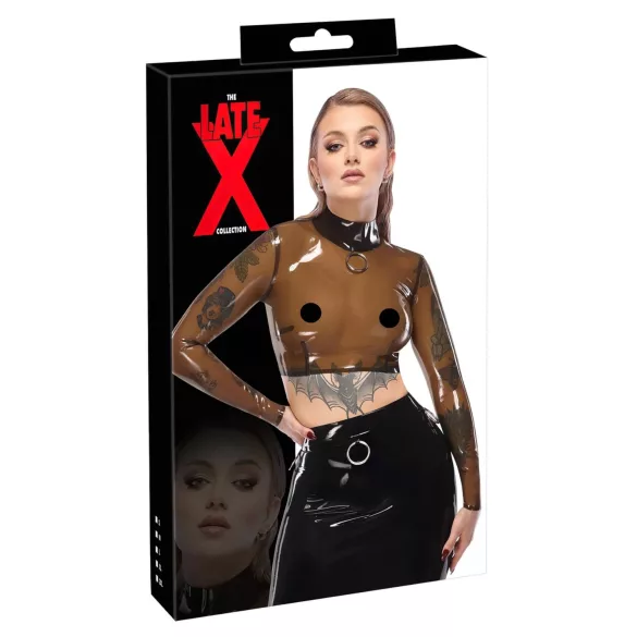 Haut en latex transparent Late X (transparent-noir) - M