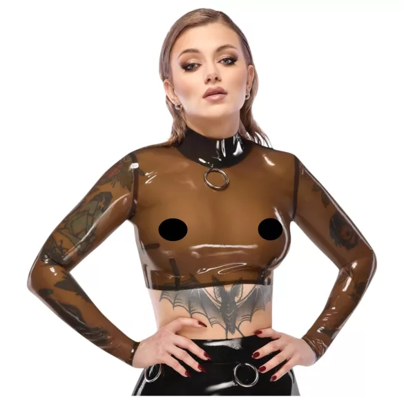Haut en latex transparent Late X (transparent-noir) - M