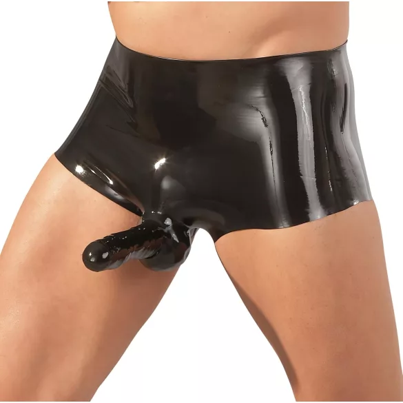 LATEX - boxer homme avec gaine pénis - latex noir