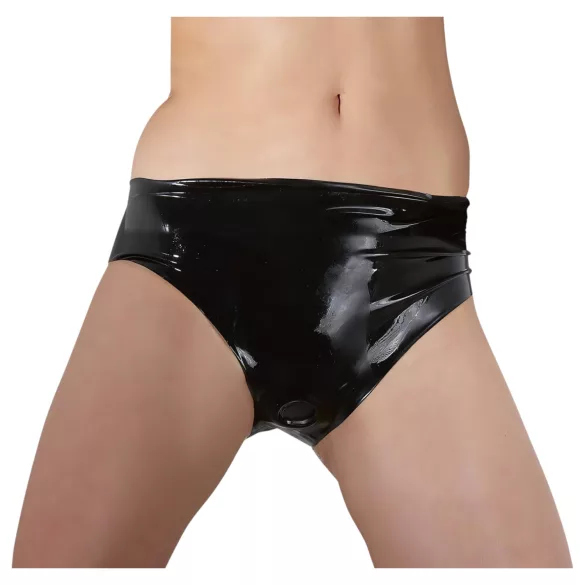 Culotte féminine en latex avec gode interne (noir) - M