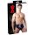LATEX - Sous-vêtement masculin avec plug anal conique (noir) - XL