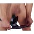 LATEX - Sous-vêtement masculin avec plug anal conique (noir) - XL
