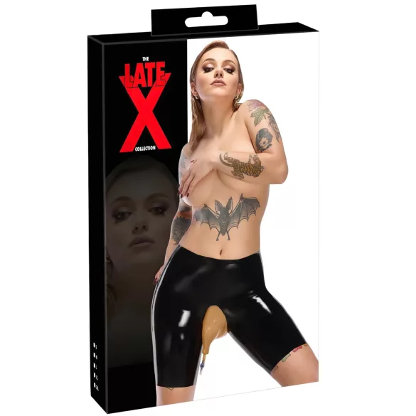 LATEX - culotte en latex pour jeux urinaires, avec ouverture d’évacuation (noir)