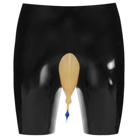 LATEX - culotte en latex pour jeux urinaires, avec ouverture d’évacuation (noir)