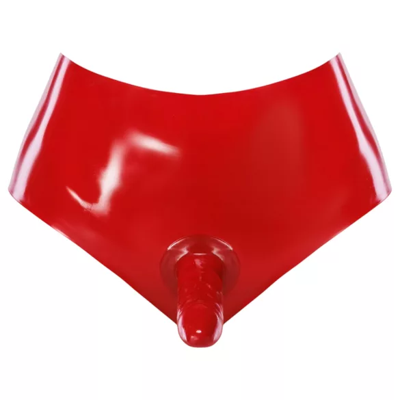 LATEX - Culotte rouge avec dildo réaliste