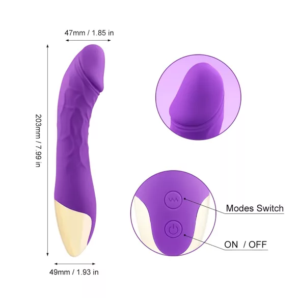 Mrow Real Lover - vibromasseur réaliste rechargeable étanche - silicone violet
