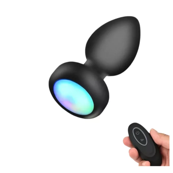 Mrow - plug anal vibrant télécommandé lumineux - silicone noir