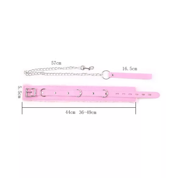 Collier BDSM rembourré avec laisse (rose)