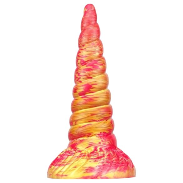 Dildo licorne en silicone, rose et or - 17 cm
