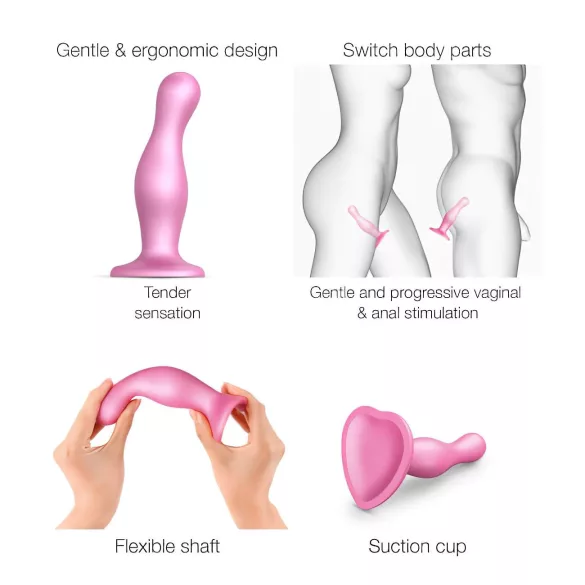 Strap-on-me Curvy S - gode ondulé avec ventouse (rose)