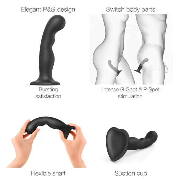 Strap-on-me - gode ceinture P&G S - courbé avec ventouse - silicone noir
