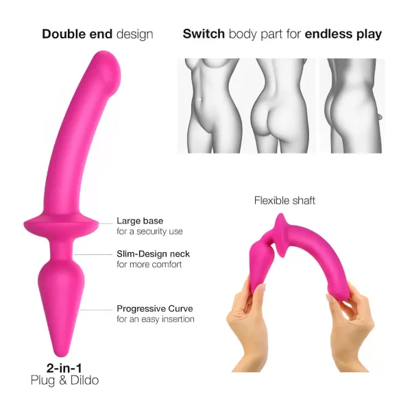 Strap-on-me Switch Semi-Realistic L - gode ceinture 2-en-1 en silicone (rose)