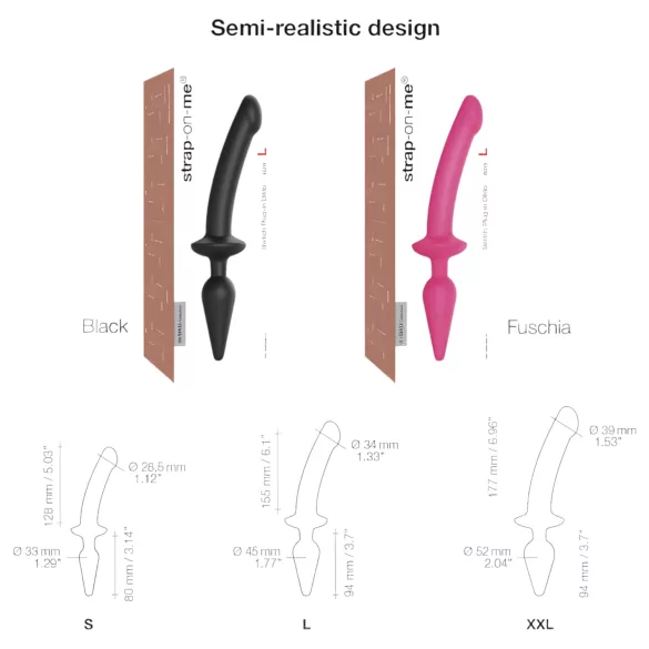 Strap-on-me Switch Semi-Realistic L - gode ceinture 2-en-1 en silicone (rose)