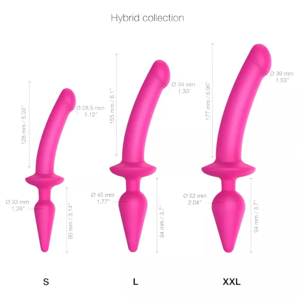 Strap-on-me Switch Semi-Realistic L - gode ceinture 2-en-1 en silicone (rose)