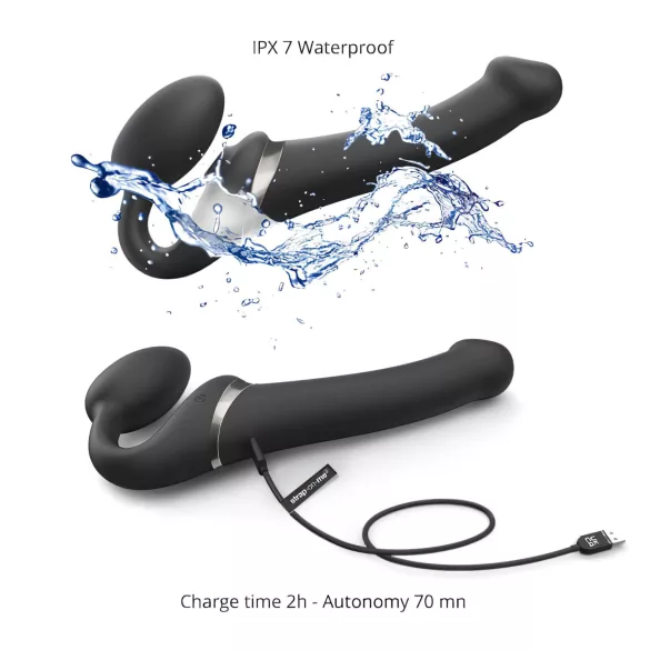 Strap-on-me - vibromasseur strap-on à ondes d’air - silicone noir