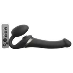   Strap-on-me - gode ceinture vibrant à ondes d’air - silicone noir - M
