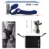 Strap-on-me - gode ceinture vibrant à ondes d’air - M - silicone bleu