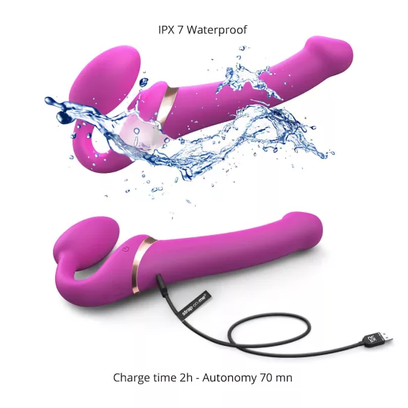 Strap-on-me - gode ceinture vibrant pulsations d’air - taille M - rose