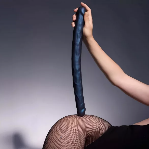 Strap-on-me - double gode - silicone métal bleu