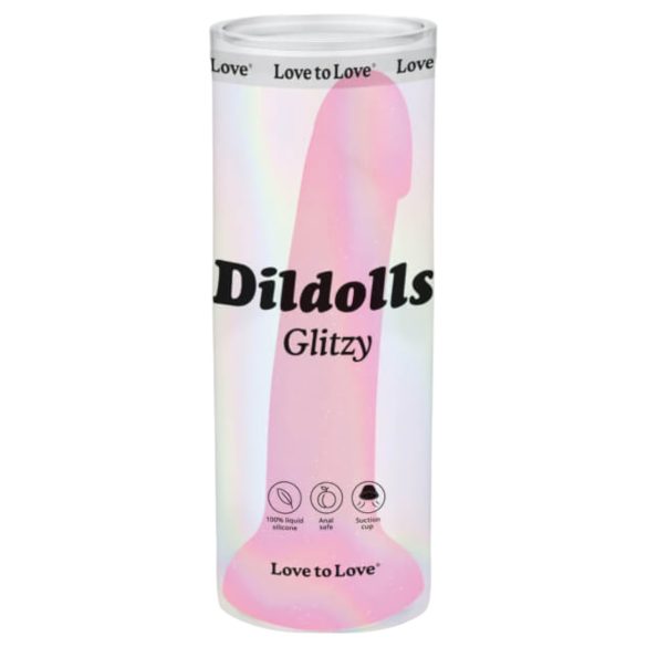 Dildolls Glitzy - dildo en silicone à ventouse (rose)