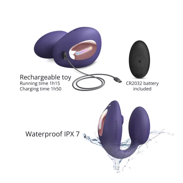 Love to Love Wonderlover - Vibrateur G-spot et clitoris (violet foncé)