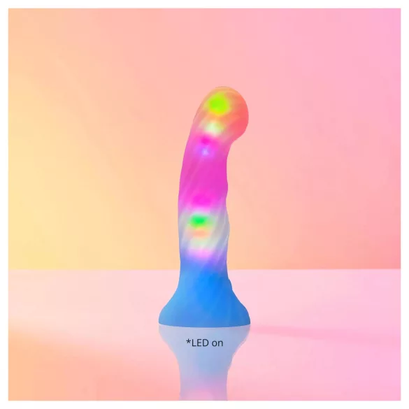 Love to Love Candy Loop - gode en silicone lumineux à LED (rose-bleu) - 16,9 cm