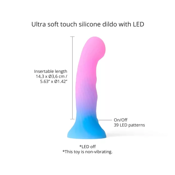 Love to Love Candy Loop - gode en silicone lumineux à LED (rose-bleu) - 16,9 cm