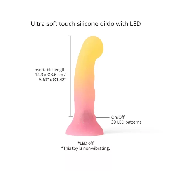 Love to Love Sugar Bomb - godemichet en silicone lumineux à LED (rose-jaune) - 16,9 cm