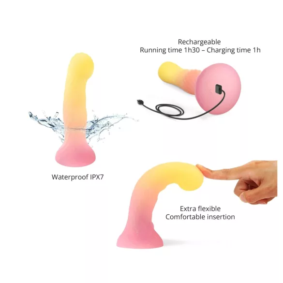 Love to Love Sugar Bomb - godemichet en silicone lumineux à LED (rose-jaune) - 16,9 cm