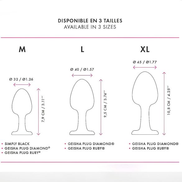 Dorcel - Plug anal Geisha - pierre rose - noir - taille M