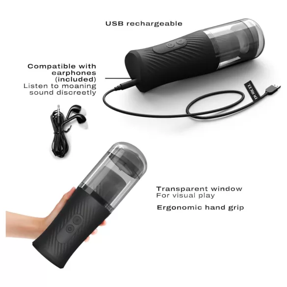 Dorcel - masturbateur automatique rechargeable à poussée - noir