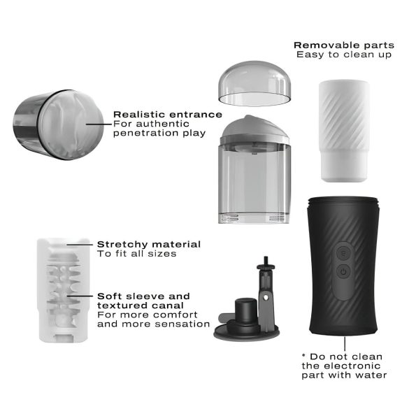 Dorcel - masturbateur automatique rechargeable à poussée - noir