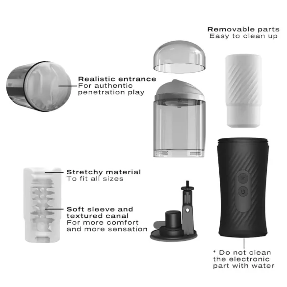 Dorcel - masturbateur automatique rechargeable à poussée - noir