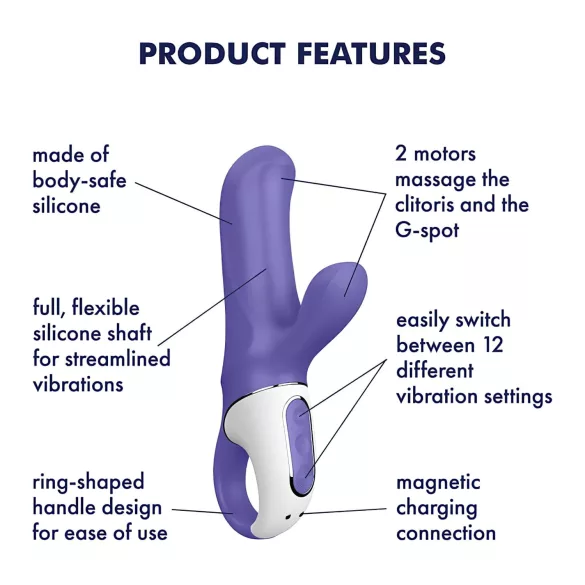 Satisfyer Magic Bunny - vibromasseur avec stimulateur clitoridien, étanche (violet)