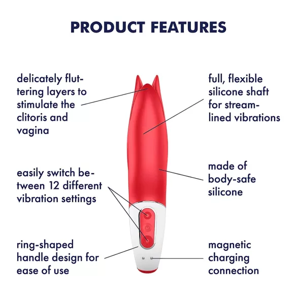 Satisfyer Power Flower - vibromasseur rechargeable et étanche (rouge)