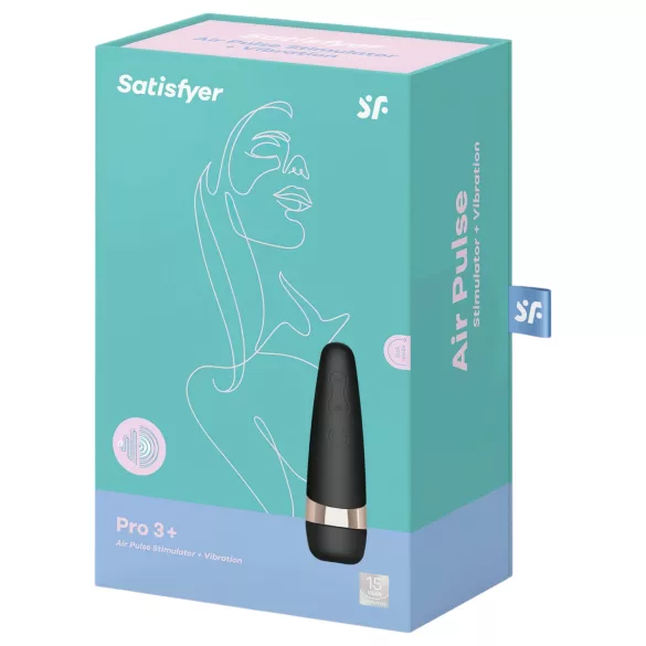 Satisfyer Pro 3+ - stimulateur clitoridien vibrant étanche, rechargeable (noir)