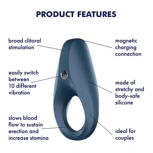 Satisfyer Rocket Ring - anneau pénien vibrant étanche - silicone bleu
