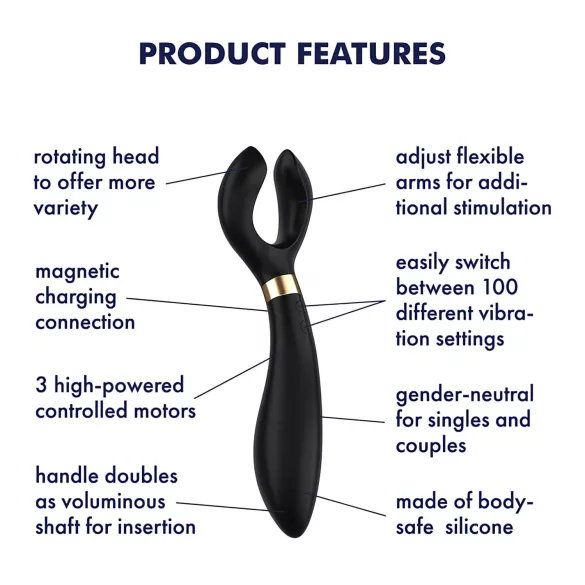 Satisfyer Endless Fun - vibromasseur couple rechargeable étanche - noir