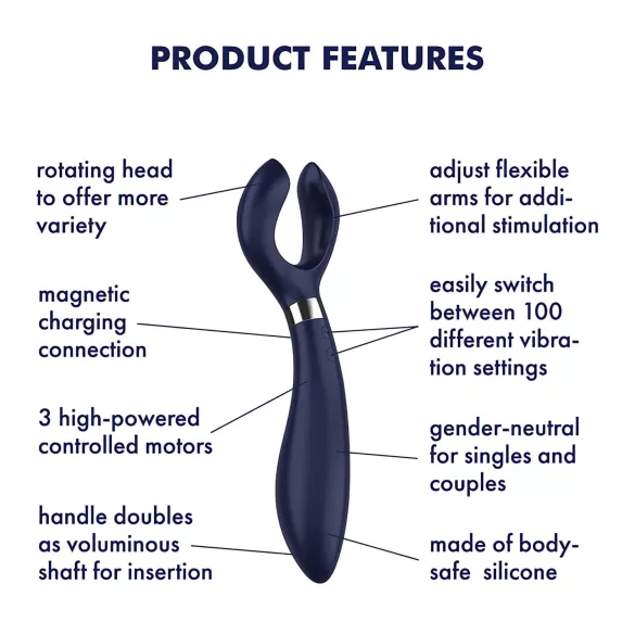 Satisfyer Endless Fun - vibromasseur couple rechargeable étanche - bleu