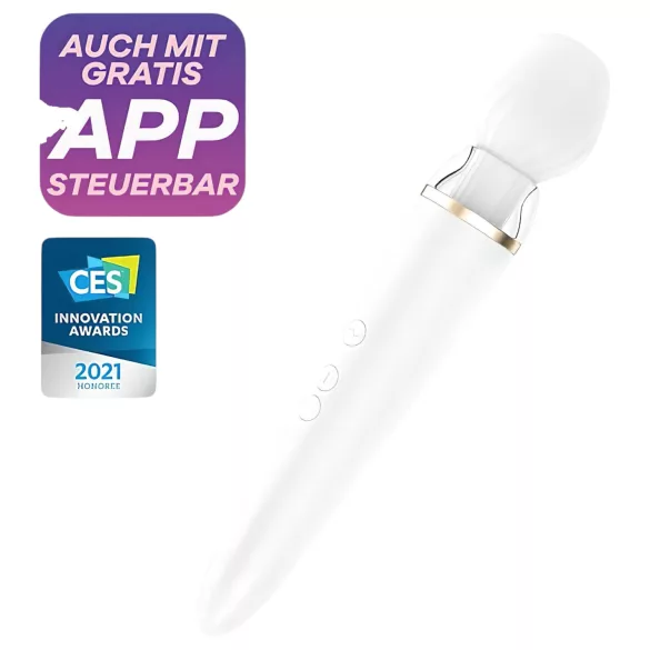 Satisfyer Double Wand-er - Vibromasseur massant contrôlé par application (blanc)