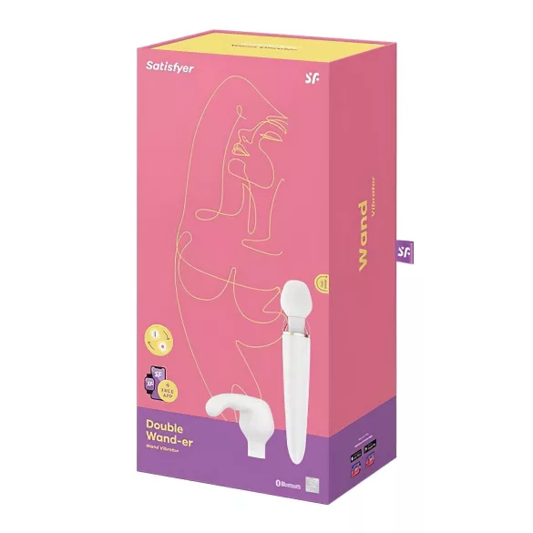 Satisfyer Double Wand-er - Vibromasseur massant contrôlé par application (blanc)