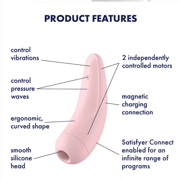 Satisfyer Curvy 2+ - stimulateur clitoridien à ondes d’air connecté - rose